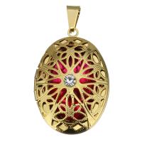 Rhinestone Stainless Steel Pendants, gold color plated, enamel & with rhinestone & hollow, red Approx 