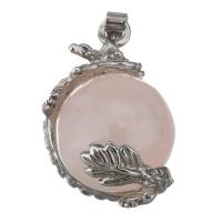 Stainless Steel Pendants, with Rose Quartz, original color Approx 