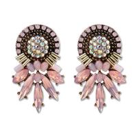 Zinc Alloy Rhinestone Stud Earring, with Crystal, antique gold color plated, Bohemian style & for woman & faceted & with rhinestone 