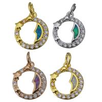 Cubic Zirconia Micro Pave Brass Pendant, with Opal, Donut, plated, micro pave cubic zirconia Approx 4mm 