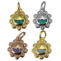 Cubic Zirconia Micro Pave Brass Pendant, with Opal, Flower, plated, micro pave cubic zirconia Approx 4mm 