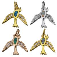 Animal Brass Pendants, with Opal, swallow, plated, micro pave cubic zirconia Approx 4mm 