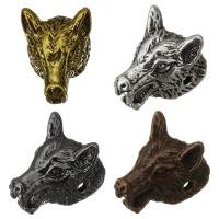 動物真鍮のビーズ, 亜鉛合金, オオカミ, メッキ, 無色 穴:約 1.5mm, 売り手 パソコン