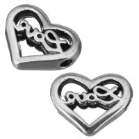 Zinc Alloy Heart Beads, word love, antique silver color plated Approx 2mm 