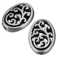 Zinc Alloy Jewelry Beads, Flat Oval, antique silver color plated Approx 2mm 