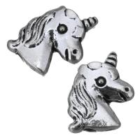 Zinc Alloy Animal Beads, Unicorn, antique silver color plated Approx 1.5mm 