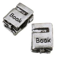 Zinc Alloy European Beads, Book, antique silver color plated, with letter pattern & without troll Approx 5mm 