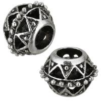 Zinc Alloy European Beads, Drum, antique silver color plated, without troll & hollow Approx 5mm 