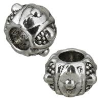 Zinc Alloy European Beads, Drum, antique silver color plated, without troll Approx 5mm 
