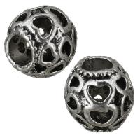 Zinc Alloy European Beads, Drum, antique silver color plated, without troll & hollow Approx 4.5mm 