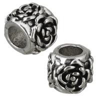 Zinc Alloy European Beads, Column, antique silver color plated, without troll Approx 5mm 