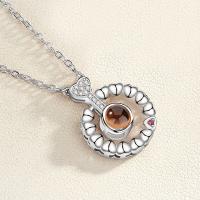 Messing Miniatur-Projektion Halskette, mit Glas, plattiert, Oval-Kette & für Frau & mit Strass, keine, Länge:ca. 17.5 ZollInch, verkauft von Strang
