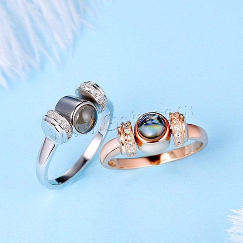 Brass Miniature Projection Finger Ring, plated, rotatable & different size for choice & for woman & with rhinestone, more colors for choice, Sold By PC