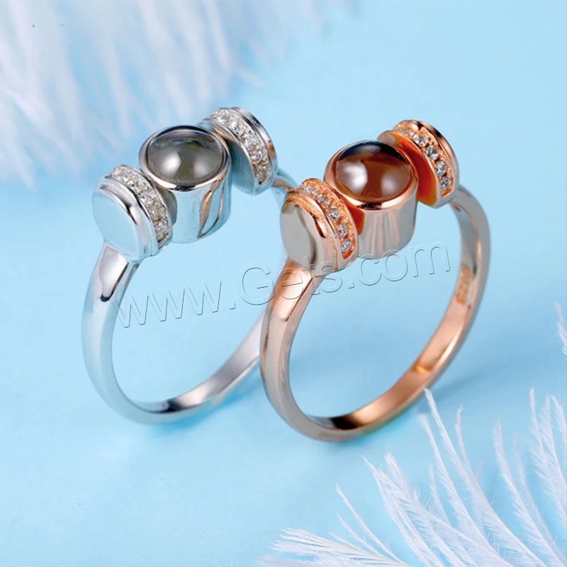 metal Anillo de dedo de proyección en miniatura, chapado, rotativo & diverso tamaño para la opción & para mujer & con diamantes de imitación, más colores para la opción, Vendido por UD