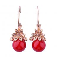 Zinc Alloy Hoop Earring, with Glass Pearl, plated, for woman & with rhinestone 