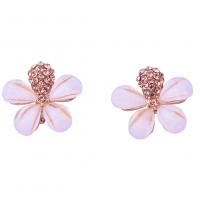 Zinc Alloy Rhinestone Stud Earring, with Resin, rose gold color plated, for woman & with rhinestone 