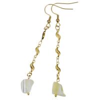 Stainless Steel Drop Earring, with White Shell, gold color plated, for woman, white, 78mm 