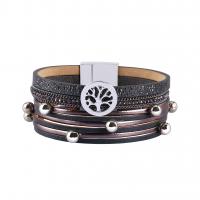 Cowhide Bracelets, with Zinc Alloy, Tree, plated, multilayer & for woman 27mm Approx 7.7 Inch 