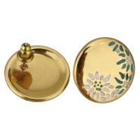 Stainless Steel Stud Earring, gold color plated, for woman & enamel, 18mm 
