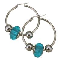 Stainless Steel Hoop Earring, with Lampwork, for woman, original color  