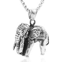 Titanium Steel Sweater Necklace, Elephant, box chain & for man & blacken Approx 23.5 Inch 