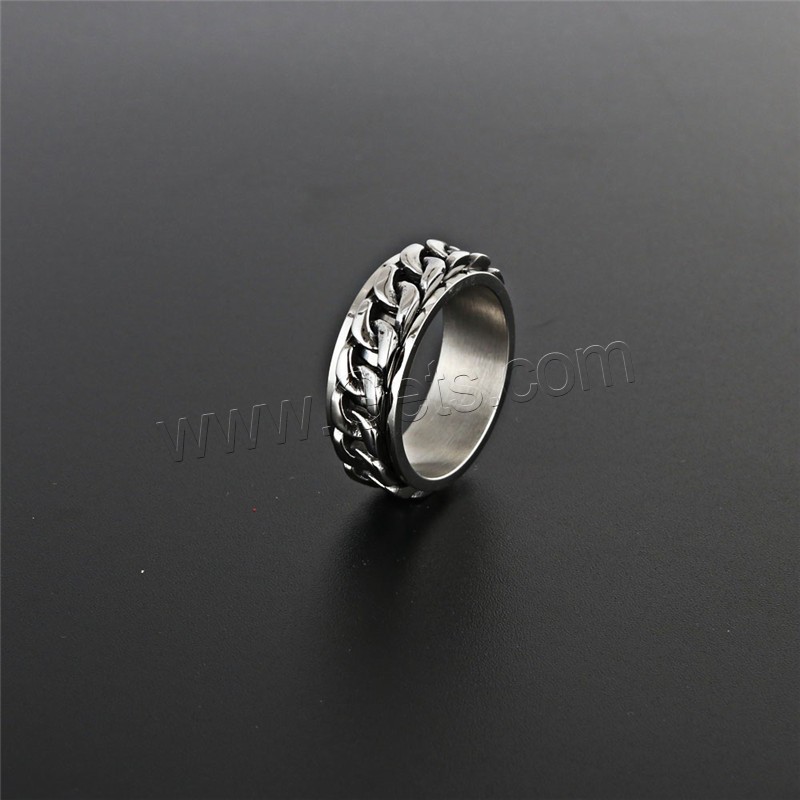 Titanium Steel Finger Ring, rotatable & different size for choice & for man & blacken, 8mm, Sold By PC