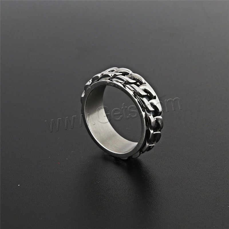 Titanium Steel Finger Ring, rotatable & different size for choice & for man & blacken, 8mm, Sold By PC