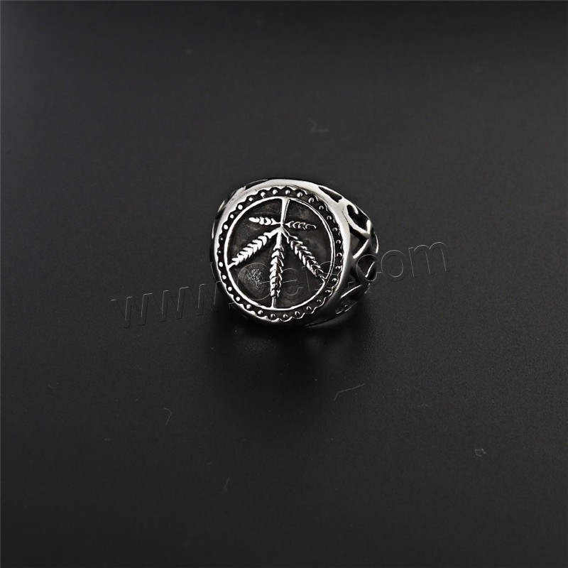Titanium Steel Finger Ring, Maple Leaf, plated, different size for choice & for man & blacken, more colors for choice, 21mm, Sold By PC