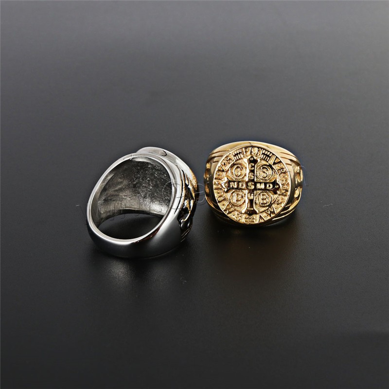 Titanium Steel Finger Ring, Cross, plated, different size for choice & for man & blacken, more colors for choice, 20mm, Sold By PC