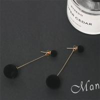 Zinc Alloy Drop Earring, with Plush, iron post pin, gold color plated, for woman 