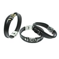 PU Leather Cord Bracelets, with Stainless Steel, plated, Double Layer & Unisex Approx 8 Inch 