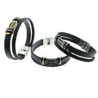 PU Leather Cord Bracelets, with Stainless Steel, plated, Double Layer & Unisex Approx 8 Inch 