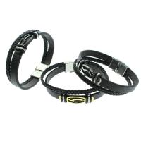 PU Leather Cord Bracelets, with Stainless Steel, plated, Double Layer & Unisex Approx 8 Inch 