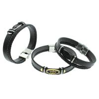 PU Leather Cord Bracelets, with Stainless Steel, plated, Double Layer & Unisex Approx 8 Inch 