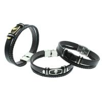 PU Leather Cord Bracelets, with Stainless Steel, plated, Double Layer & Unisex Approx 8 Inch 