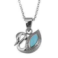 Stainless Steel Jewelry Necklace, with Resin, Swan, oval chain & for woman, original color 1.5mm Approx 17 Inch 