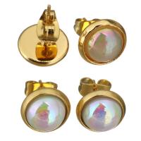 Stainless Steel Stud Earring, with Resin, gold color plated, for woman 10mm 