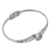 Stainless Steel Bangle, with Rhinestone Clay Pave, for woman, original color, 10mm, Inner Approx 