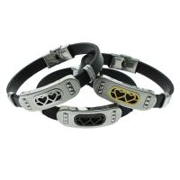 PU Leather Cord Bracelets, with Stainless Steel, plated, Unisex Approx 8 Inch 