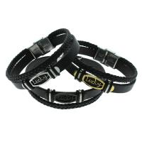 PU Leather Cord Bracelets, with Stainless Steel, plated, Double Layer & Unisex Approx 8 Inch 