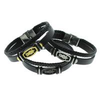 PU Leather Cord Bracelets, with Stainless Steel, plated, Double Layer & Unisex Approx 8 Inch 