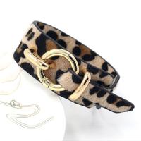 PU Leather Cord Bracelets, with horse hair & Zinc Alloy, gold color plated, adjustable & for woman 25mm Approx 10 Inch 