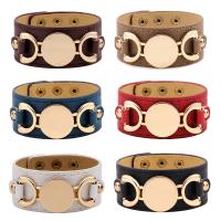 PU Leather Cord Bracelets, with Zinc Alloy, rose gold color plated, adjustable & for woman 35mm Approx 8.9 Inch 