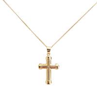 laiton collier, croix, Placage de couleur d'or, chaîne ovale & pour homme Environ 19.6 pouce, Vendu par brin