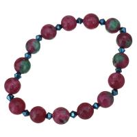 Dyed Jade Bracelet, with Crystal, for woman & faceted, red, 10mm Approx 8 Inch 