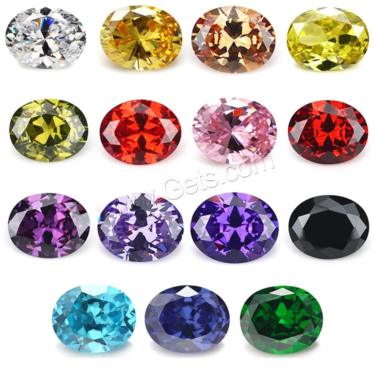 Cubic Zirconia Cabochons, Oval, different size for choice & rivoli back, mixed colors, 15PCs/Bag, Sold By Bag