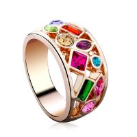 Crystal Zinc Alloy Finger Ring, with Crystal, real gold plated, for woman & faceted & hollow, 10mm, US Ring 