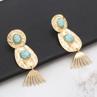 Turquoise Zinc Alloy Earring, with turquoise, gold color plated, for woman 
