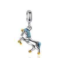 Zinc Alloy European Pendants, Horse, antique silver color plated, with troll & enamel, nickel, lead & cadmium free Approx 5mm 