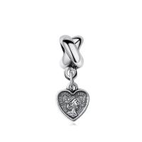 Zinc Alloy European Pendants, Heart, antique silver color plated, without troll Approx 5mm 